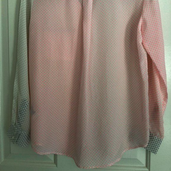 Uniqlo Pindot Colourblock 100% silk blouse Sz XS - Picture 4 of 9